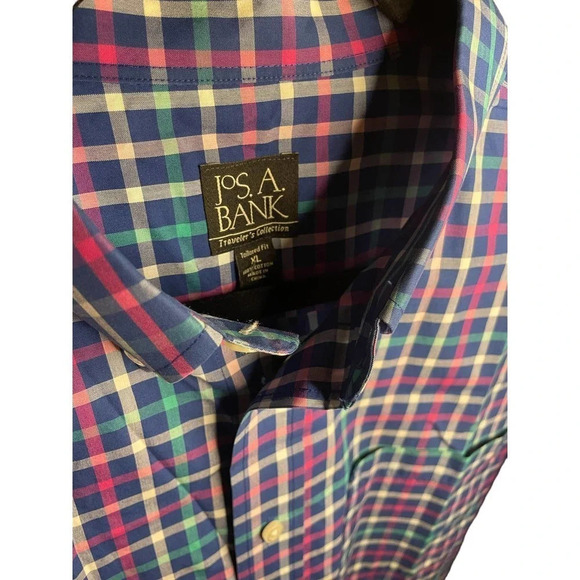 Jos. A. Bank Men's Tailored Fit Button-Down Collar Check Shirt Size XL - Picture 4 of 7